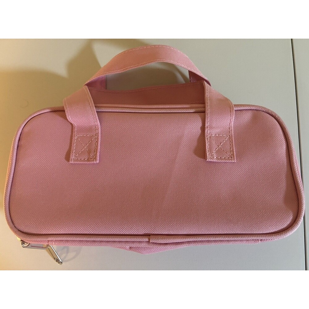 Zannaki pink Misc make-up case two handles zip NEW